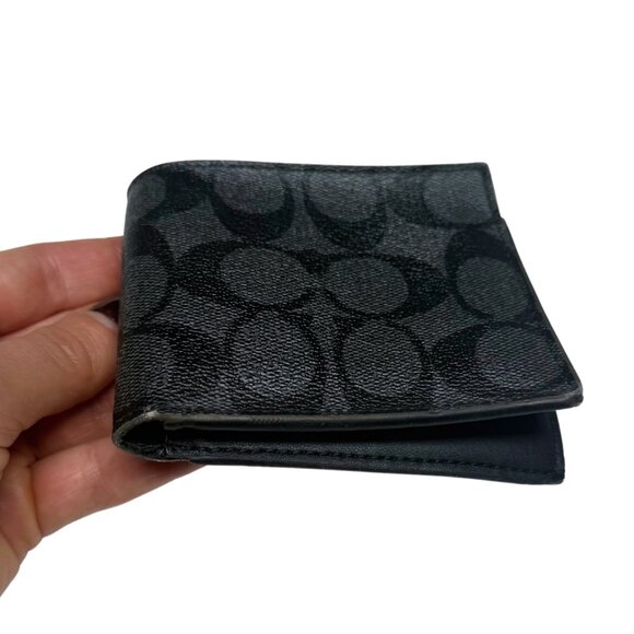Coach F66551 Men’s Black Signature Leather ID Billfold Wallet – Good Used - Picture 3 of 8